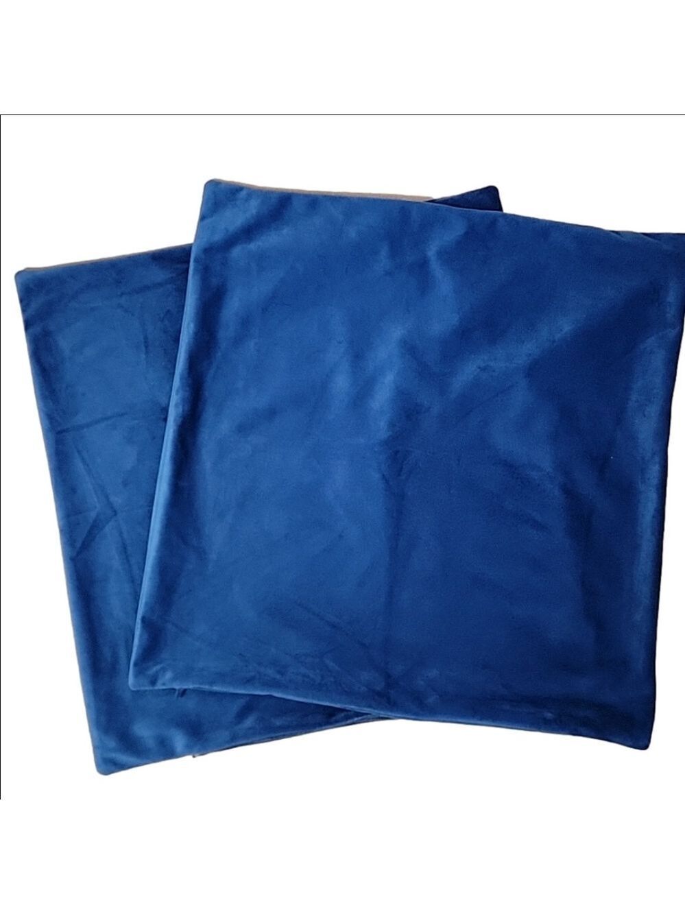 Set of Two 18"x18" Soft Blue Velour Zipper Closure Pillow Covers EUC